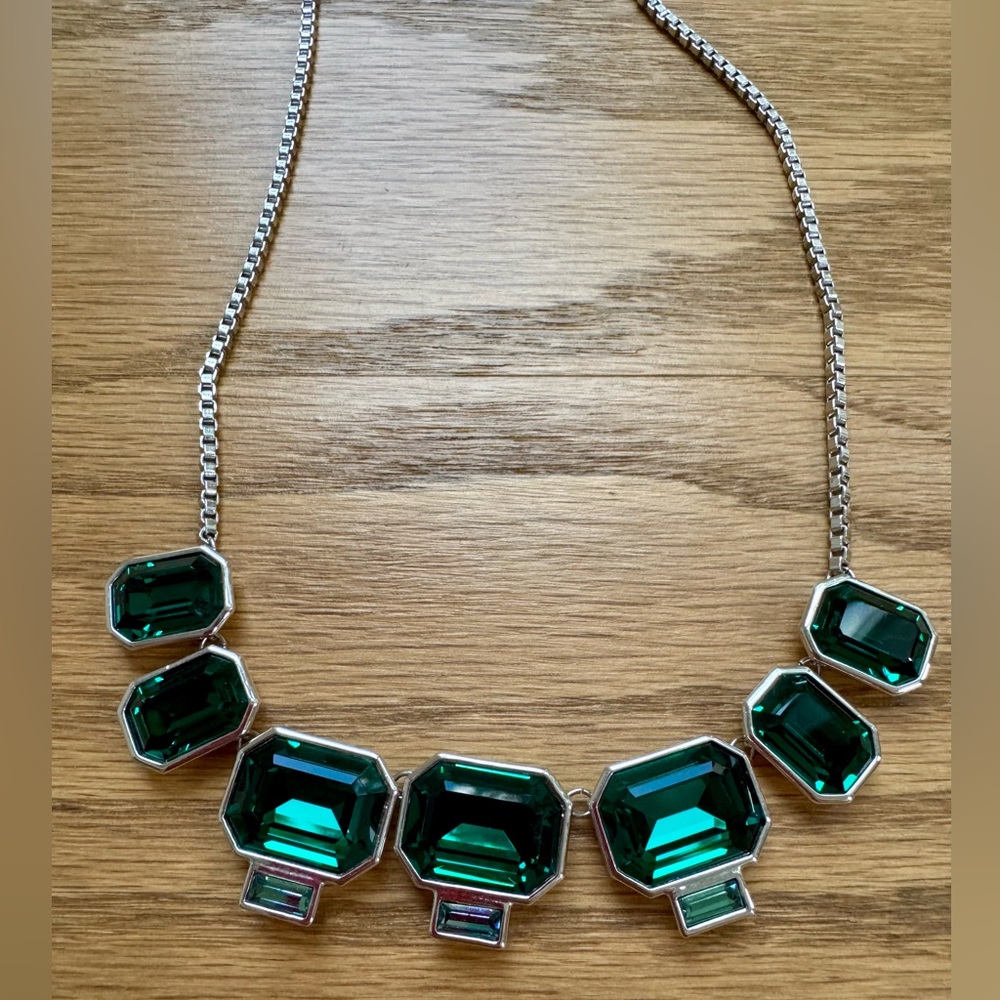Touchstone Crystal by Swarovski Emerald Green Silver Necklace